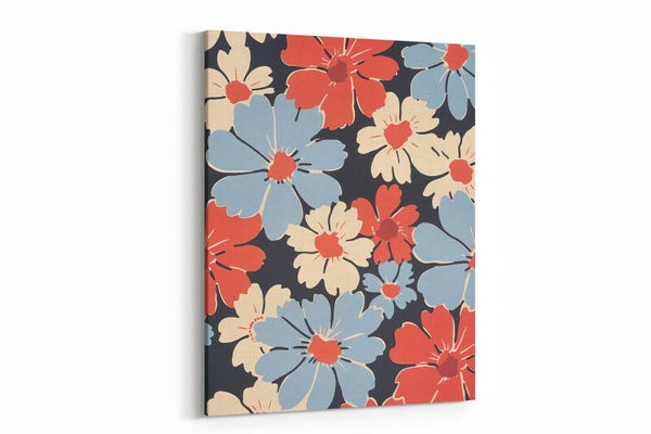 Een klassiek bloemmotief in blauw en roodtinten