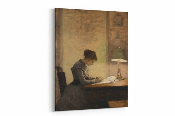 Vrouw aan het lezen bij kaarslicht