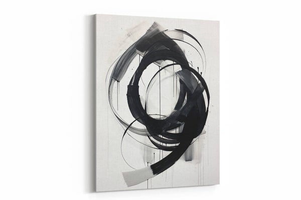 Expressieve penseelstreken in zwart-wit, met een dynamische draai