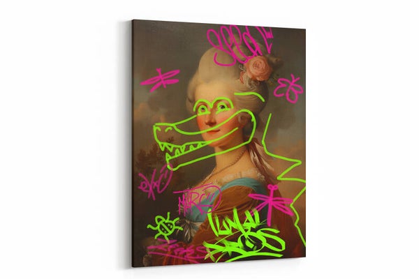 Historisch portret met humoristische graffiti