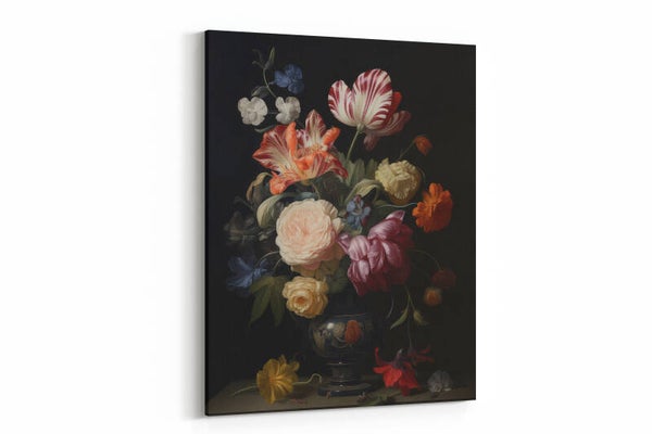 Donkere stilleven met bloemen