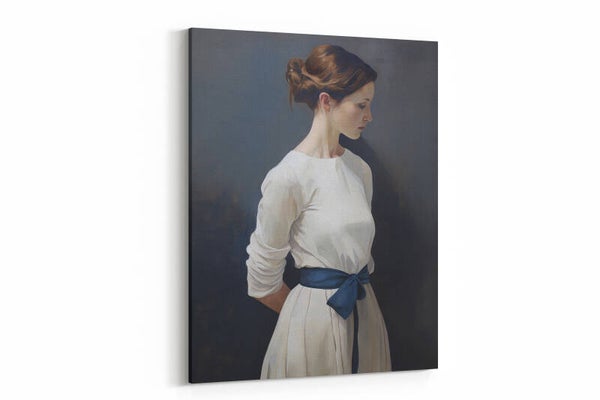 Victoriaans portret van een vrouw met blauwe sjerp