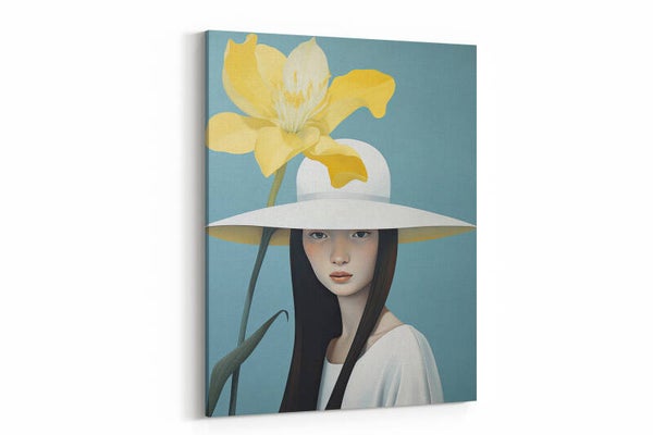 Portret van een vrouw met een brede hoed