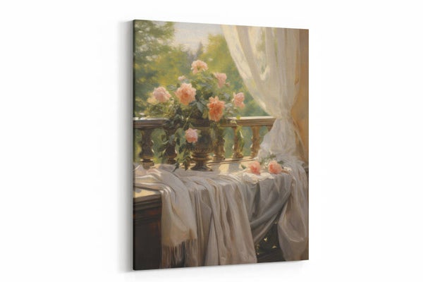 Stilleven met bloemen en fruit op tafel