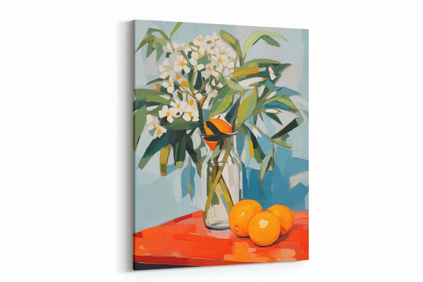 Een stilleven van bloemen en sinaasappels