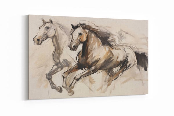 Schets van twee galopperende paarden
