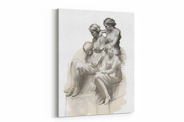 Klassieke schets van een zittend paar