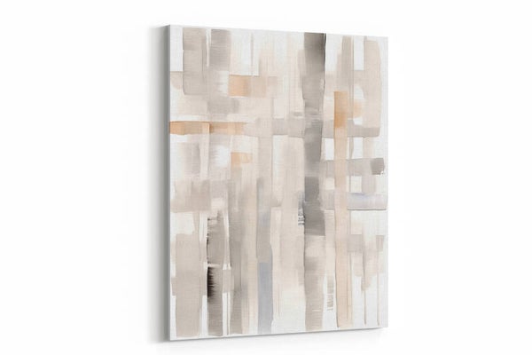 Een abstract schilderij met verticale en horizontale lijnen
