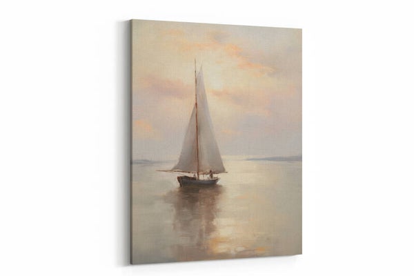 Eenzaam zeilschip in de mist