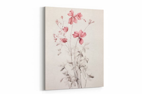 Fijne pentekening van roze bloemen