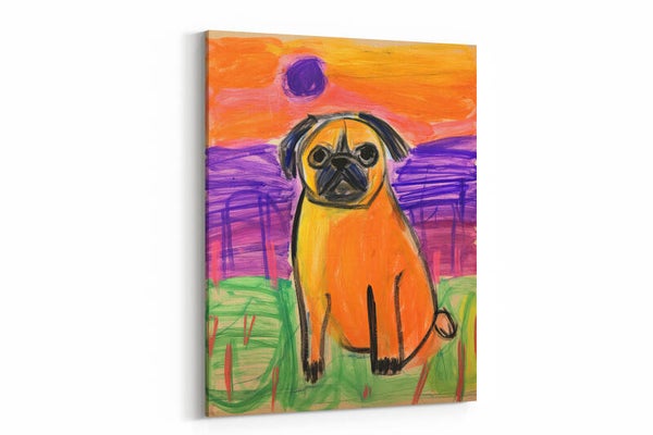 Een hond in een warm en sfeervol landschap