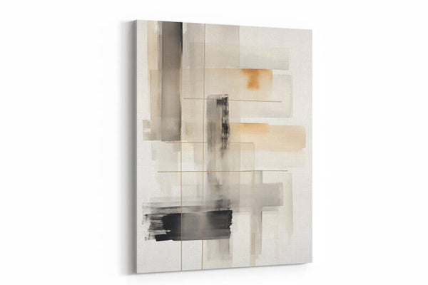 Een abstracte compositie met verticale en horizontale accenten