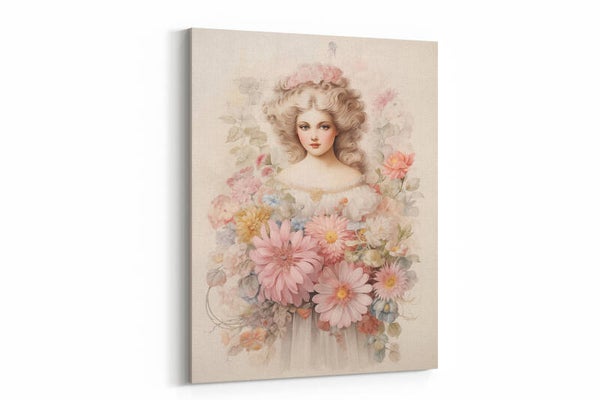 Portret van een vrouw met bloemenkrans