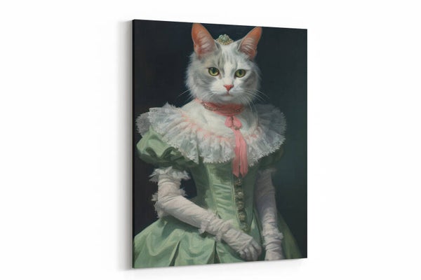Victoriaanse kat in klassieke jurk