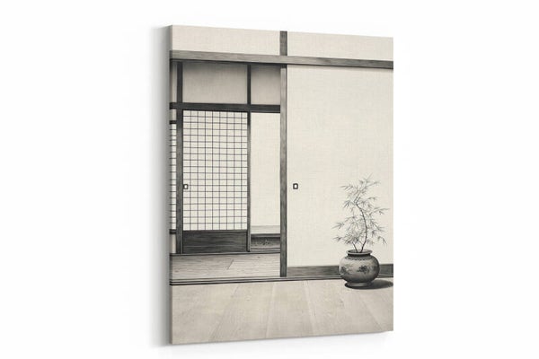 Traditionele Japanse kamer in zwart-wit