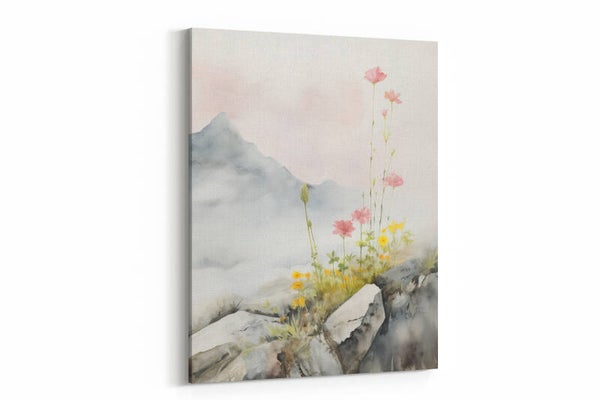 Berglandschap met wilde bloemen