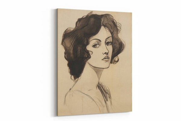 Schets van een vrouw met krullend haar