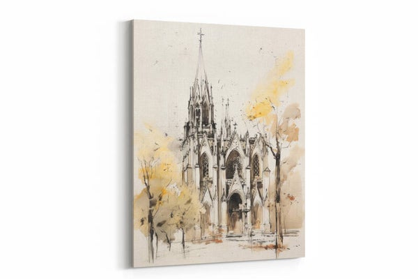 Gotische kathedraal in aquarelstijl
