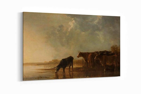 Rivierlandschap met koeien