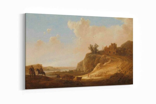 Bergachtig landschap met kasteelruïne