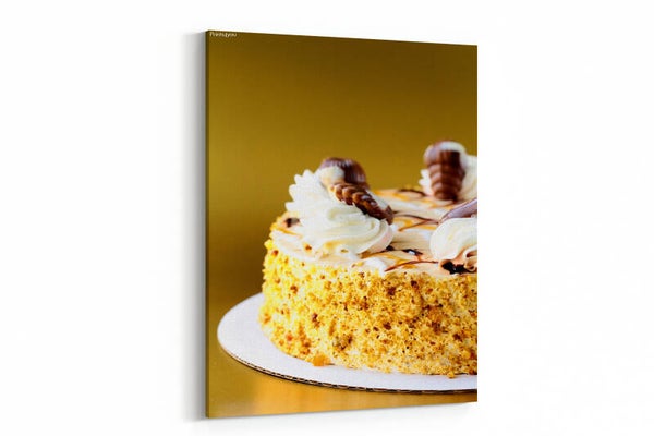 White Cream Icing Cake with Fruits and Chocolate