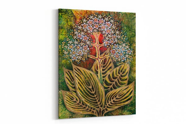Grafische kunst met abstracte boom met bloesems