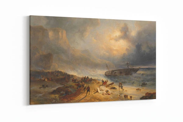 Schipbreuk op een rotsachtige kust