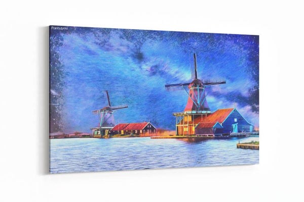 Sterrenhemel boven Nederlandse windmolens