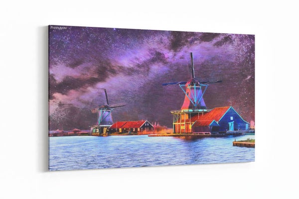 Sterrenhemel boven Nederlandse windmolens 2