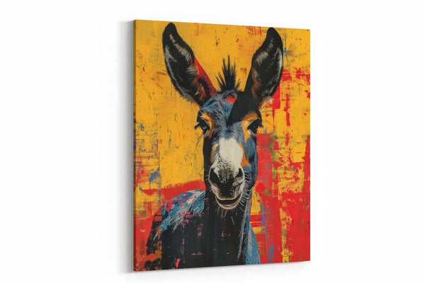 Expressieve ezel in pop-art stijl