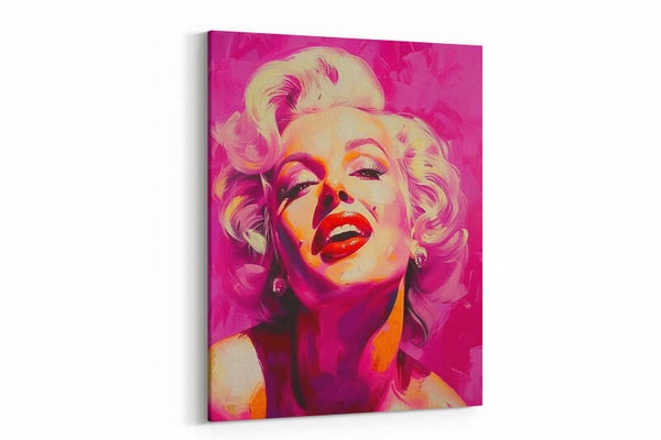 Een iconisch portret van Marilyn Monroe in een knallende roze uitvoering