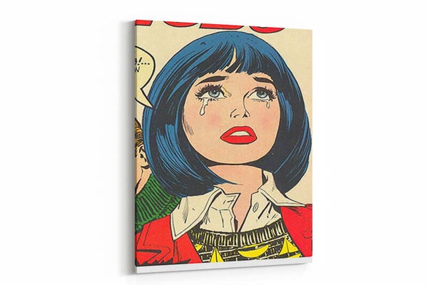 Een intens portret met een mix van melancholie en pop-art flair