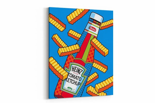 Pop-art frietjes en ketchup fles