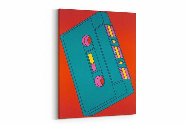 Cassettebandje op rood