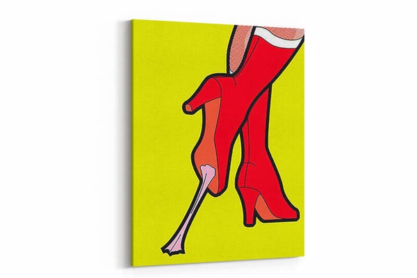 Een iconisch pop-art schilderij van elegante hakken in een minimalistische stijl