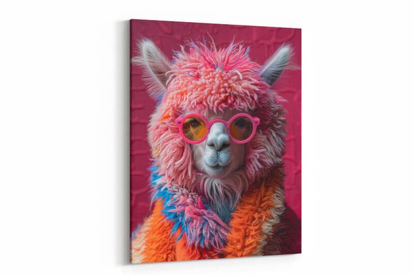 Kleurrijke lama met bril