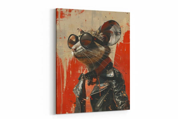 Eigenzinnige muis in leren jas