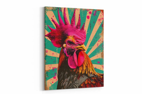 Opvallende haan met zonnestralen