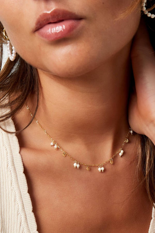 Ketting parels en bedels goud