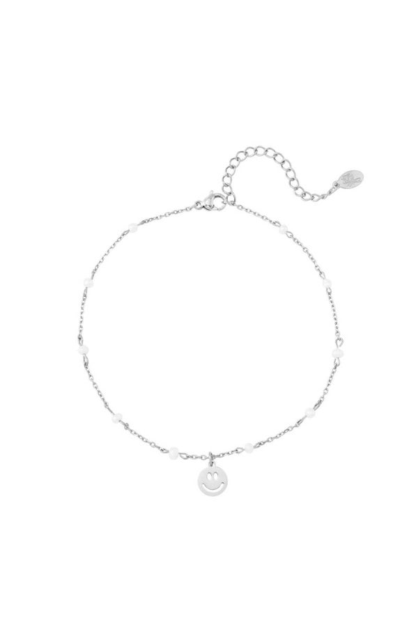 Enkelband smiley zilver