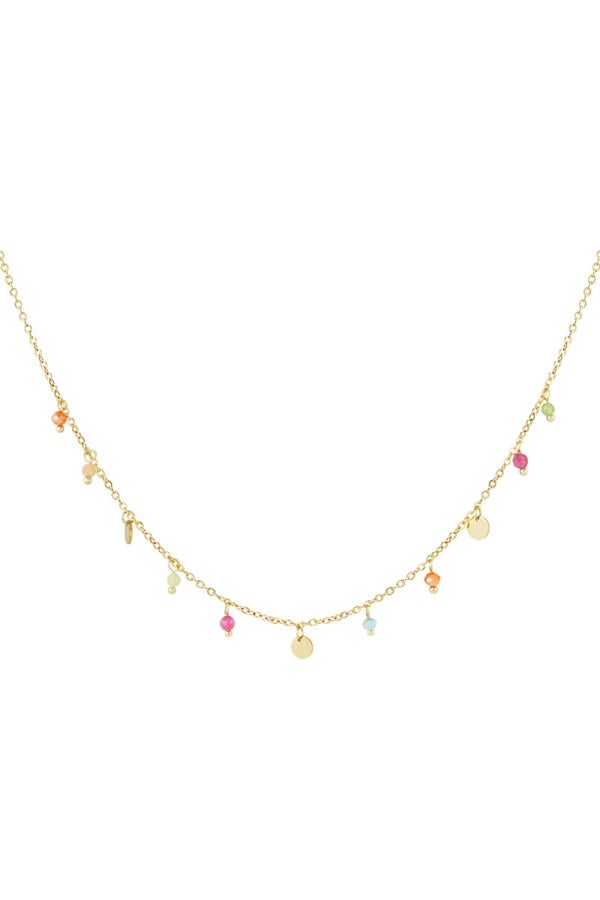 Ketting met gekleurde bedeltjes goud