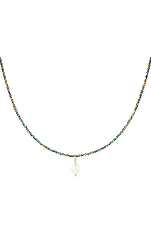 Ketting met parel donkergroen