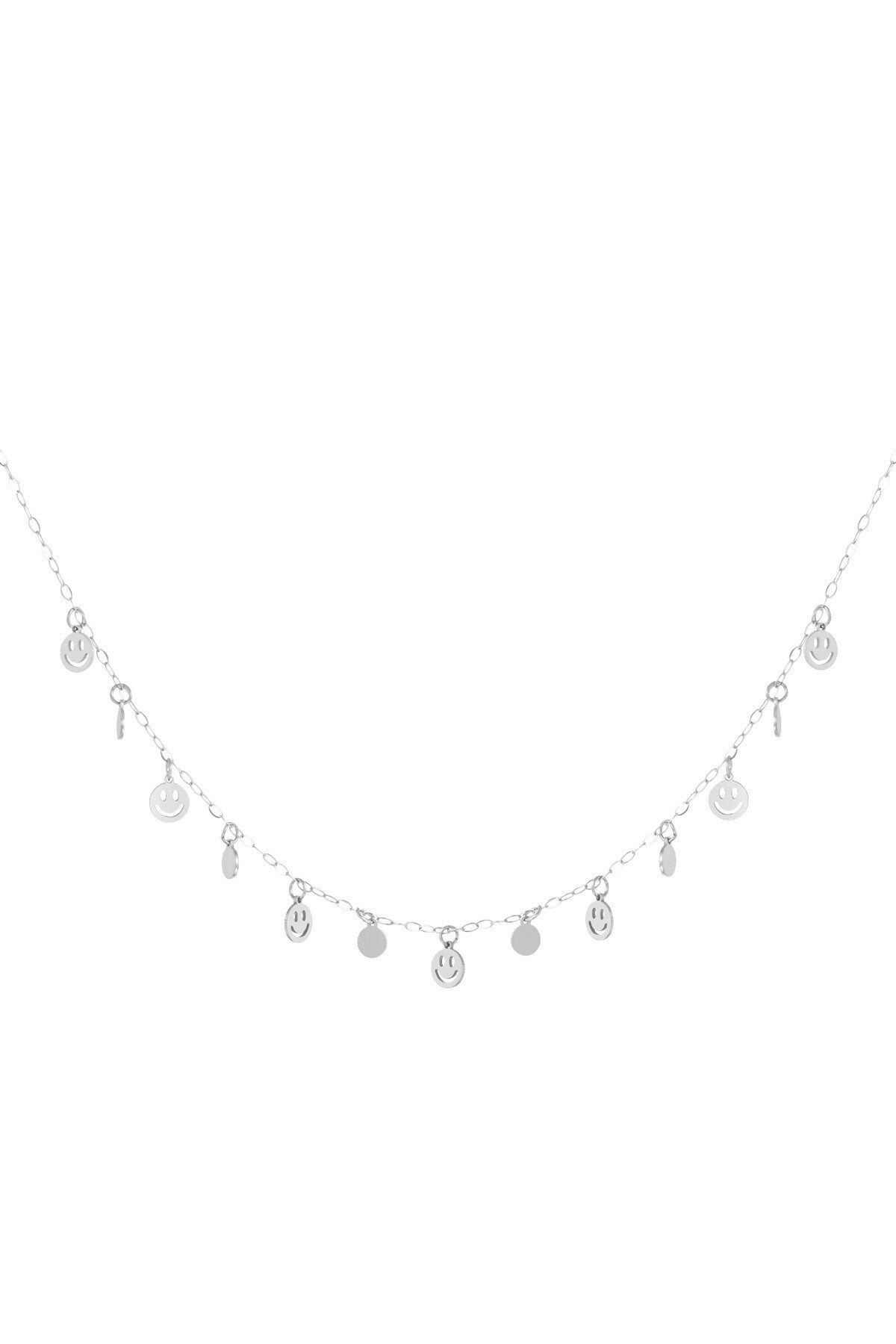 Ketting smiley zilver