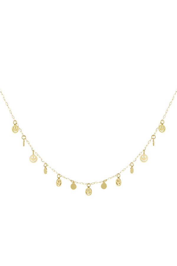Ketting smiley goud