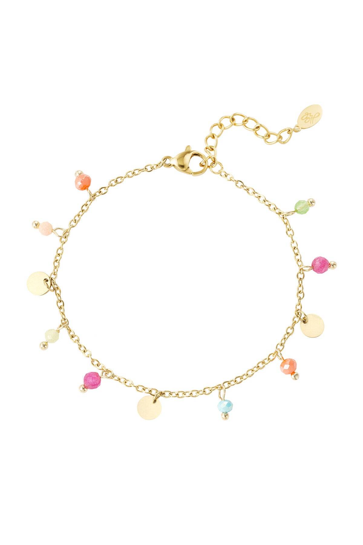 Armband gekleurde bedeltjes goud