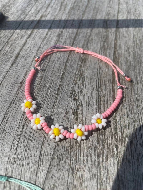 Hippe armband pink-white