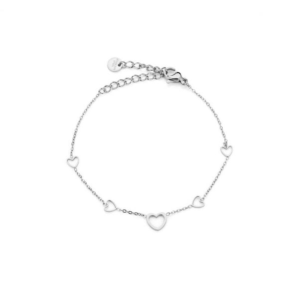 Armband met open hartjes zilver