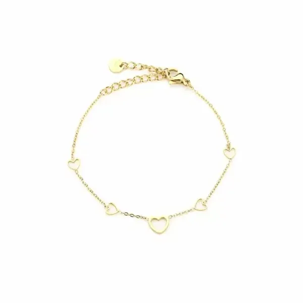 Armband met open hartjes goud