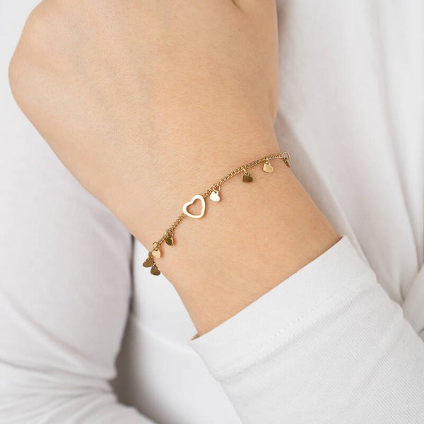 Armband met bedel hartjes goud