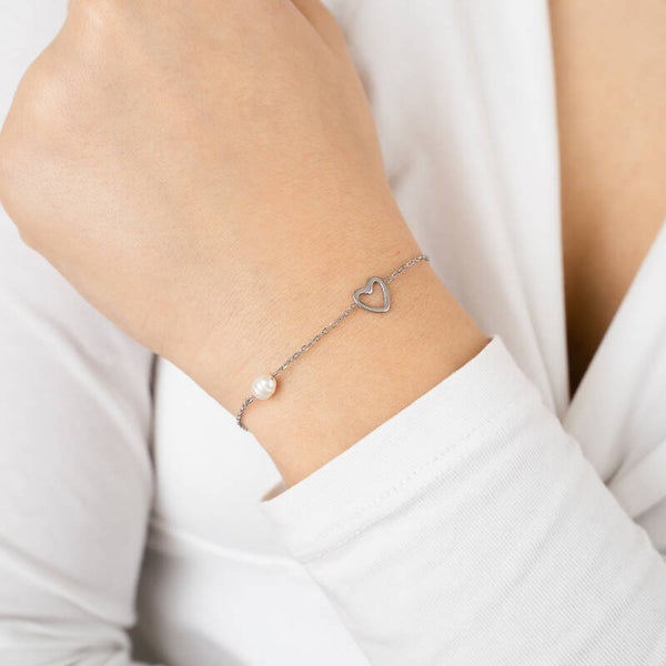 Armband love met parel zilver